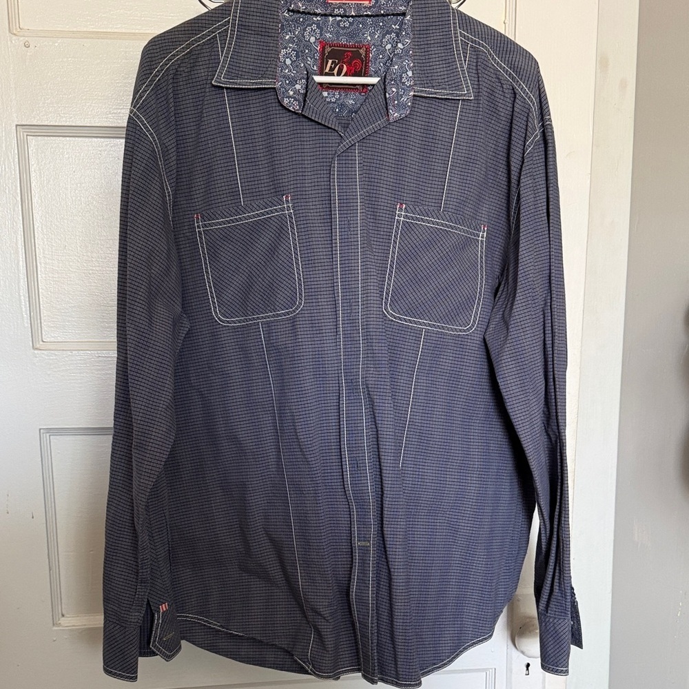 EQ Rooster western Blue denim look large Long Sleeve Shirt